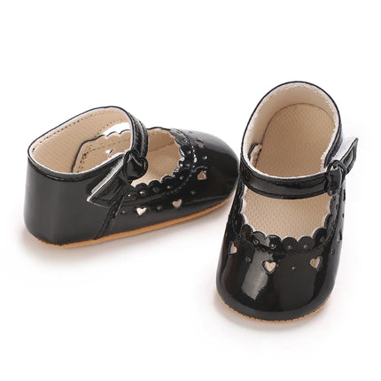 Solid Color Baby Girl Mary Jane Shoes With Soft Rubber Sole Anti Slip Spring And Autumn Princess Shoes Suitable For 0-18M Babies