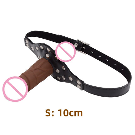 Double-Ended Dildo Deep Blowjob Sex Toy Gag Open Mouth Plug Leather Harness Lesbian Strapon Penis Butt Plug BDSM Erotic Bondage
