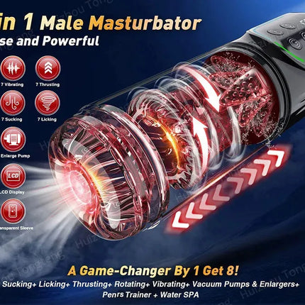 Telescopic Rotation Masturbator Cup Sucking Penis Pump Pocket Pussy Blowjob Sex Toys Stroker Piston Automatic Mastubator for Men