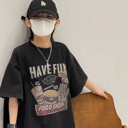 Pure Cotton Children's T-shirt Short Sleeve Boys Summer Fashion Print Top Crew Neck Casual Style Kids Clothing from China