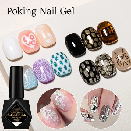 10ml Poking Nail Gel White Black Lace Nail Polish and Special Clear Base Gel 3D Painting Gel Varnish for Nail Art Decorations