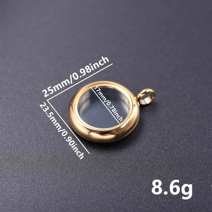 1Pc Stainless Steel Openable Glass Coin Bezel Cremation Urn Locket Pendant Round Reliquary Picture Medaillon кулон Jewelry