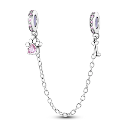 Sparkling Clear Silver Safety Chain 925 Sterling Silver Safety Chain Charm Beads Fit Original Bangle Bracelet DIY Jewelry