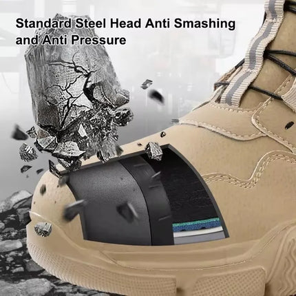 Men's Rotating Button Labor Protection Shoes Anti-smash Anti-Puncture Safety Shoes Work Boots Steel Toe Shoes Indestructible Shoes