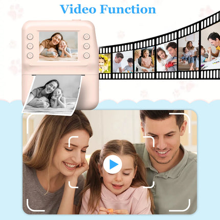 Kids Camera Instant Print,1080P Kids Instant Cameras that Print Photos,Christmas Birthday Gifts for Girls Age 3-12,Portable Toy for 3 4 5 6 7 8 9 10 Year Old Girls Boys Pink