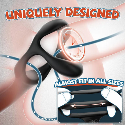 360° Rotating Anal Beads Prostate Massager with Cock Ring Remote Control Vibrating Butt Plug - Adult Toy for Men
