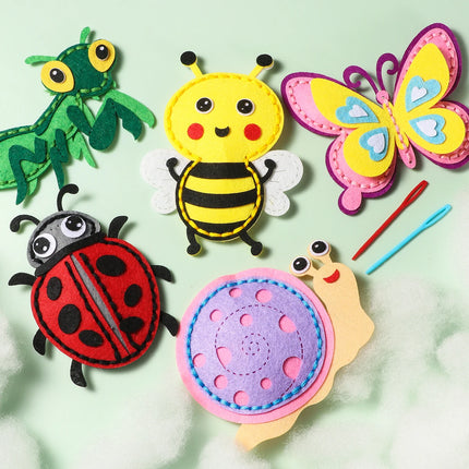 5-piece DIY Insect Sewing Kit; Beginner Hand-Sewing Materials for Sewing Fun; Cute Insect-Shaped Pouch for Gifts; Creative Handi