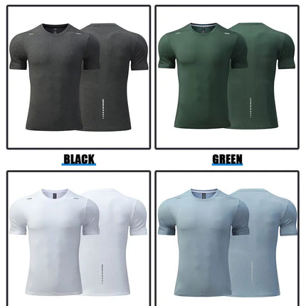 Men's Summer Loose Breathable Short Sleeve Outdoor Cycling Quick Dry Top Running Tracksuits Fitness T-shirts Muscle Tights