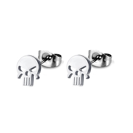 Design Stainless Steel Skull Drop Earrings For Women Men Fashion Gothic Street Hip Hop Ear Jewelry Pendant Cool Stud Earrings
