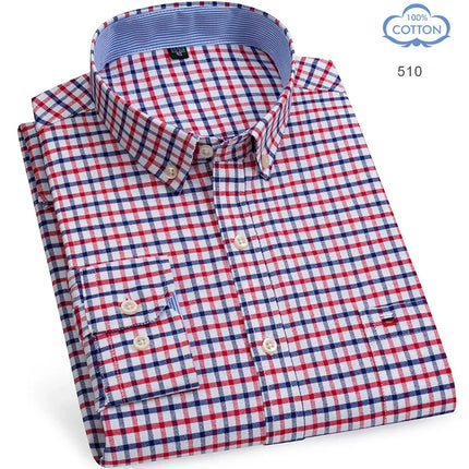 2026 New IN Shirt  Designer Clothes 100% Pure Cotton Oxford Shirts for Men Long Sleeve  Plaid Shirt Striped Male BusinessTartan