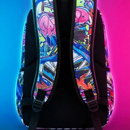 A Hip-Hop Street-Style Backpack with Spray-Painted Ground Motifs for Men, a New Trendy Lightweight Printed Backpack with a Checkered Pattern, Also a Fashionable Outdoor Commuter Bag, Large-Capacity Travel Bag, Multifunctional