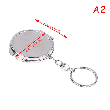 Round Heart Oval Square Shape Double Sided Cosmetic Mirror Metal Folding Keychain Makeup Mini Mirror