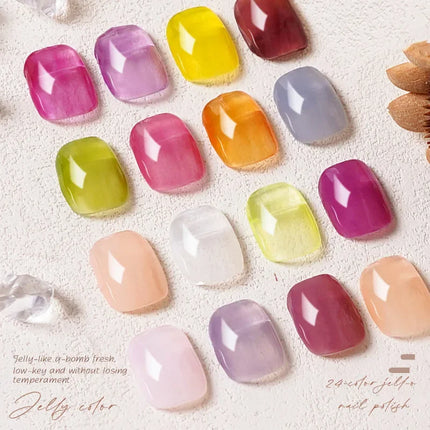 Jelly Transparent Ice Through Gel Nail Polish Pink Skin Color Semi Permanent Manicure Top Coat Soak Off UV Gel Varnish Nail Art