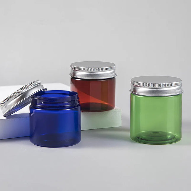 10/30/50pcs 50ml 80ml Travel Cosmetic Empty Bottle Clear/Brown/Blue Jar Pot Aluminum Cover Cream Eyeshadow Makeup Container Box