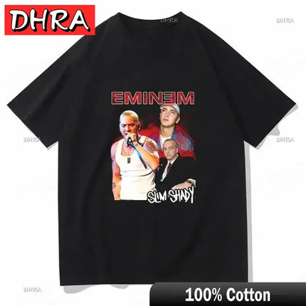Summer Rapper Eminem Graphic Printed Tshirt Men Retro Cotton Hip-hop Fashion Casual T-shirt Women Cool Music Style Tops Clothing