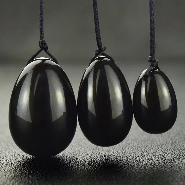 Natural Jade Massage Crystal Stone Black Obsidian Yoni for Kegel Exercise Vaginal Muscle Massage Ben Wa Balls Massage Ball