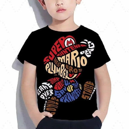 2026 Summer New Anime Super Mario T Shirt Sports Speed Drying Fashion Casual T-Shirt Boy Girl Unisex Children's Clothing Tees