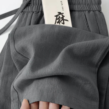 2026 New Straight Casual Cotton Linen Pants Men Wide Leg Lightweight Baggy Cotton Sweatpants Male Walking  Jogger Trousers Work