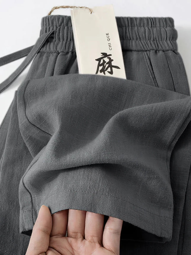 2026 New Straight Casual Cotton Linen Pants Men Wide Leg Lightweight Baggy Cotton Sweatpants Male Walking  Jogger Trousers Work