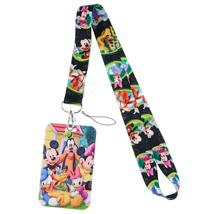 Mickey mouse Neck Keychain Necklace Webbings Ribbons Anime Cartoon Neck Strap Lanyard ID badge Holder Keychain Lanyards kids