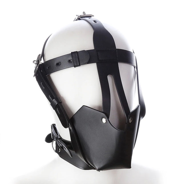 Thierry PU Leather Head Harness with Ball Gag,Sex Toys Strict Leather Muzzle for Adult Games Sex Roleplay