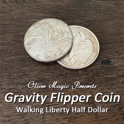 Gravity Flipper Coin (Walking Liberty Half Dollar) by Oliver Magic Tricks Coin Magic Close up Illusion Magicians Prop Gimmick