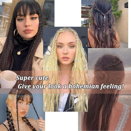 2pcs 18"Long Synthetic Clip-In Box Braid Hairpiece Extension, Boho Hairstyle, High-Temperature Fiber Daily Costume Party K-POP