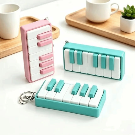 3D Printed Piano Stress Clicker Keychain Novelty 12-key Press Piano Keyboard Clicker Plastic Click Sound Effect