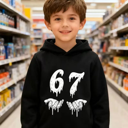 Bruh 67 Six Seven Funny Brainrot Meme Children's Hoodie Boys Girl Hooded Pullover Hiphop Streetwear Soft Casual Warm Sweatshirt