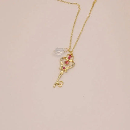 Girl Crystal Cosplay Pendant Necklace Cosplay Props Necklace Anime For Sailor Moon Loving Magic Wand Accessories