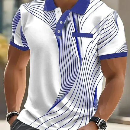 Men's Fashion Colorful Pattern 3D Digital Printing Design Short Sleeve Polo Shirt Quick Drying Comfortable Casual Basic Daily