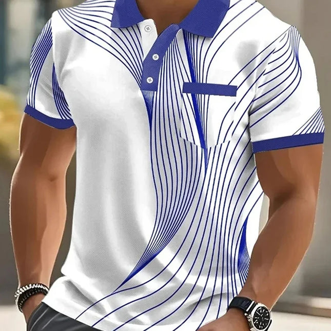 Men's Fashion Colorful Pattern 3D Digital Printing Design Short Sleeve Polo Shirt Quick Drying Comfortable Casual Basic Daily