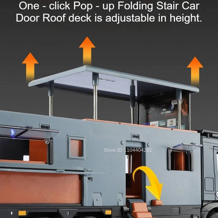 1:18 Off-road RV Diecast Models Alloy Toys Cars Folding Rearview Mirror Doors Opened  with Sound Light Vehices Birthday Surprise
