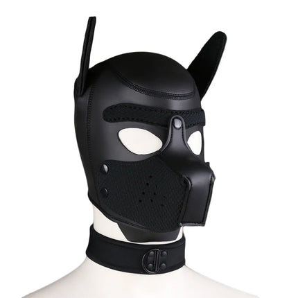 Party Masks Pup Puppy Play Dog Hood Sexy Neck Collar BDSM Bondage Kit Cosplay Full Head Ears Halloween Mask Sex Toy For Couples