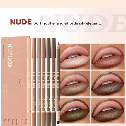 1pc Beauty Glazed Artist Velvet Lipliner Pencil With Sponge brush,Weightless Precise Liner with Super Soft Blendable Texture