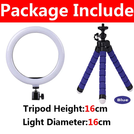 10 Inch LED Ring Light Photography Lighting Phone Ringlight With Tripod Stand Round Fill Lamp For Phone Live Video Selfie Lamp