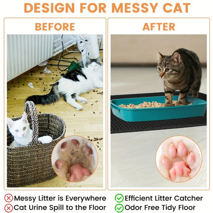 70x120cm Large Cat Litter Mat Large Size Waterproof Pet Toilet Cat Litter Trapping Mat Non Slip Double Layer Cats Litter Box Pad