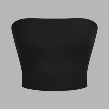 3 Women's Strapless Vest Sleeveless Crop Top Lady's Flat-Mouth Navel-Wrapped Chest Top Party Outfit Strapless Vest Clothing