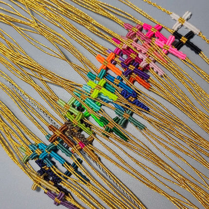 Hand-Woven Macrame Cross Bracelet Adjustable Bohemian Style Jewelry for Women Girls