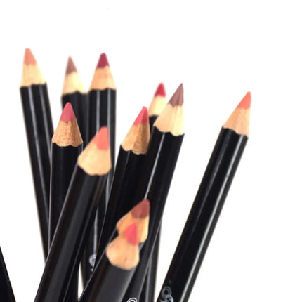 Cosmetic Long Lasting Women's Professional 12 Assorted Colors Lip Liner Pencil Lipstick Eyeliner Pen Matte Lip Liner