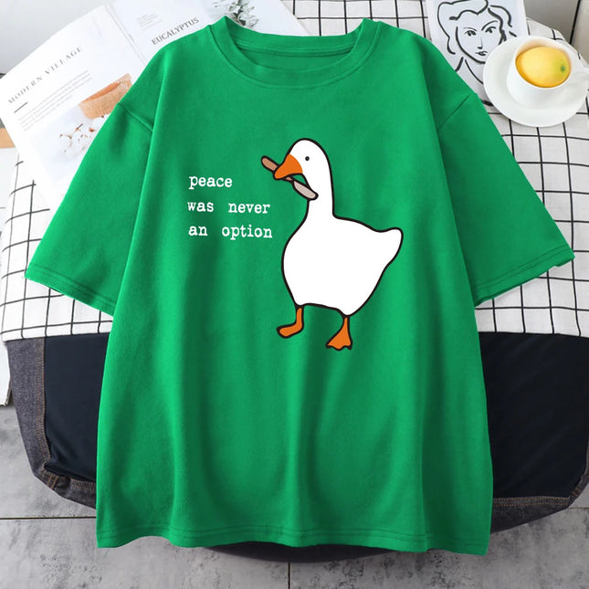 Peace Was Never An Option Prints Mans Cotton Tee Clothing Creativity All-math Short Sleeve Fashion Casual Loose Tops Men T-Shirt