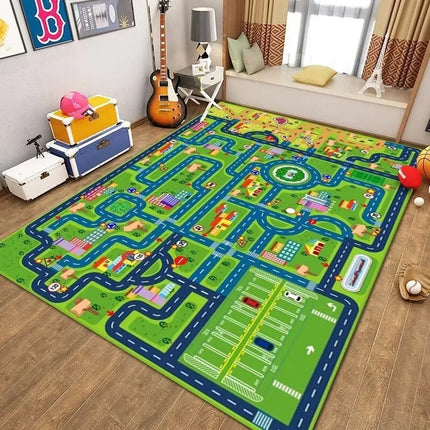 Car Play Mat for Boys and Girls Highway City Traffic-Themed Rugs for Kids Toy Cars Kids Rugs for Playroom Non-Slip Kids Play Rug