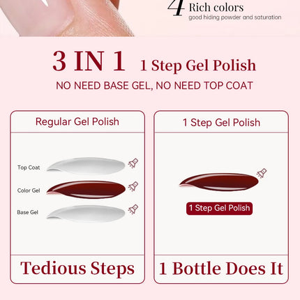 UR SUGAR 15ml 1 Step Gel Polish 3 IN 1 Red Pink Glossy Nail Soak Off LED UV Gel Nail Varnishes No Need Base Gel and Top Coat