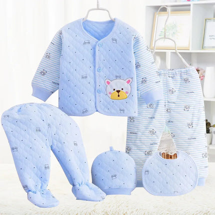 5pcs/set Children's Clothing Baby Bear Pure Cotton 0-3M Baby Clothes Spring Autumn Underwear Set
