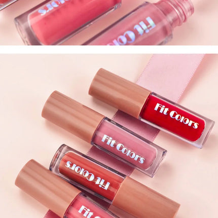 Fit Colors Velvet Lip Gloss Set — 4-Piece Non-Transfer, Diamond Finish, Long-Lasting Lip Gloss Collection