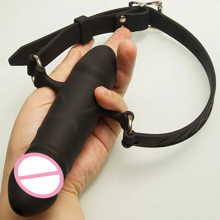 100% Silonce Mouth Gags,BDSM Penis Dildo Gags Double-Ended ,Bondage Restraints,Sex Toys for Couples,Adult Games