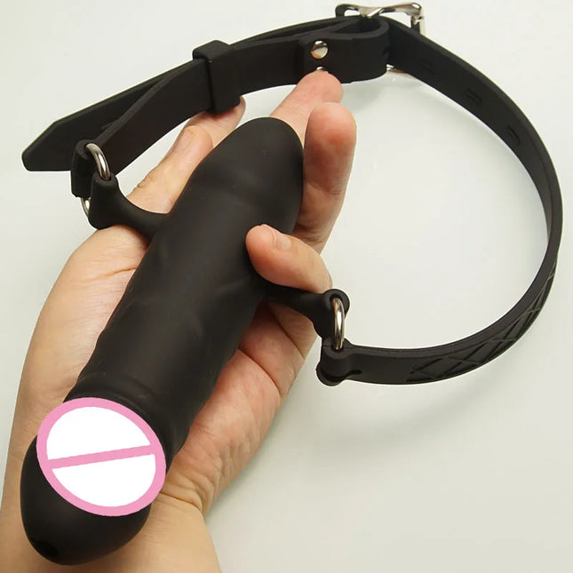 100% Silicone Mouth Gags, BDSM Penis Dildo Gags Double-Ended, Bondage Restraints, Sex Toys for Couples, Adult Games