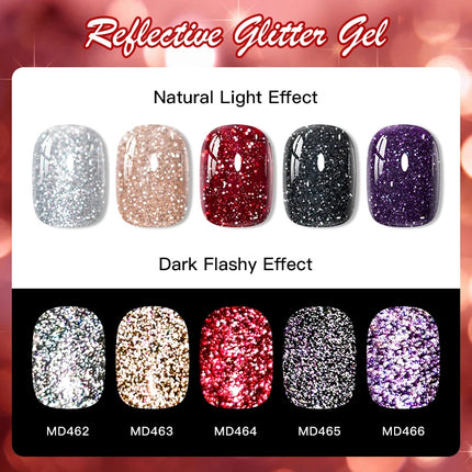 8ml Reflective Glitter Gel Nail Polish Nail Art Shiny Effect Semi Permanent UV  LED Gel Varnish Manicure DIY Nail Supplies