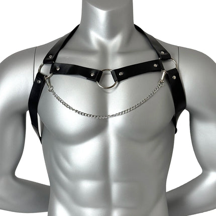 Fashion Men Leather Chest Harness Lingerie Adjustable Leather Body Bondage Strap Punk Club Costume Clothing Accessories