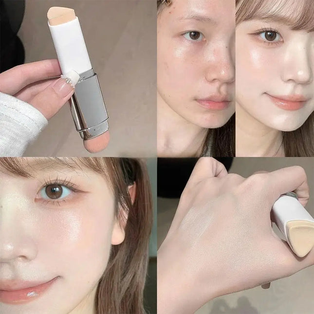 Double-Headed Foundation Stick With Brush, Moisturizing Natural Concealer Makeup,Matte Makeup Base,Rare Beauty,Long-Lasting